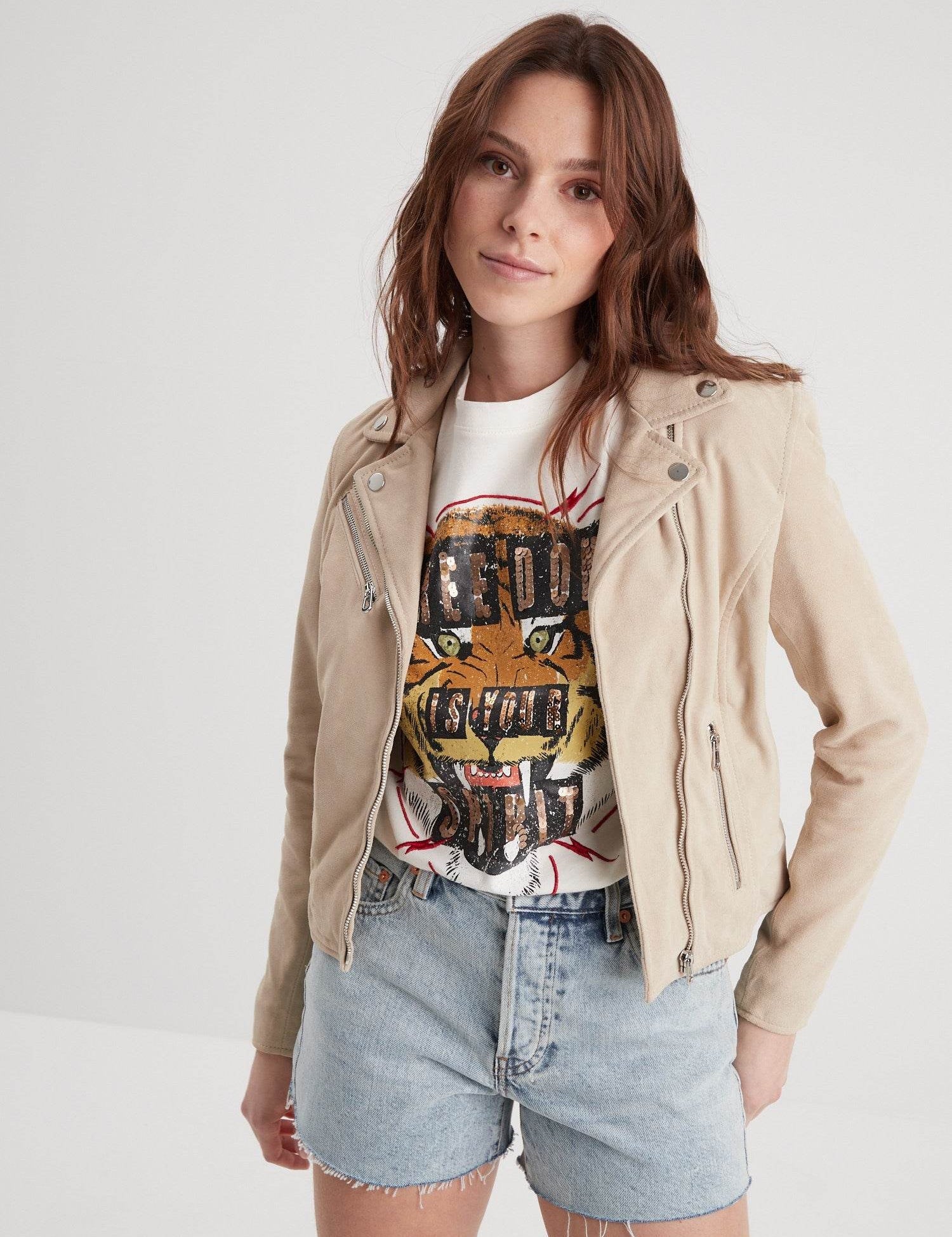 Bonita suede - Blouson rétro cuir femme - Femme