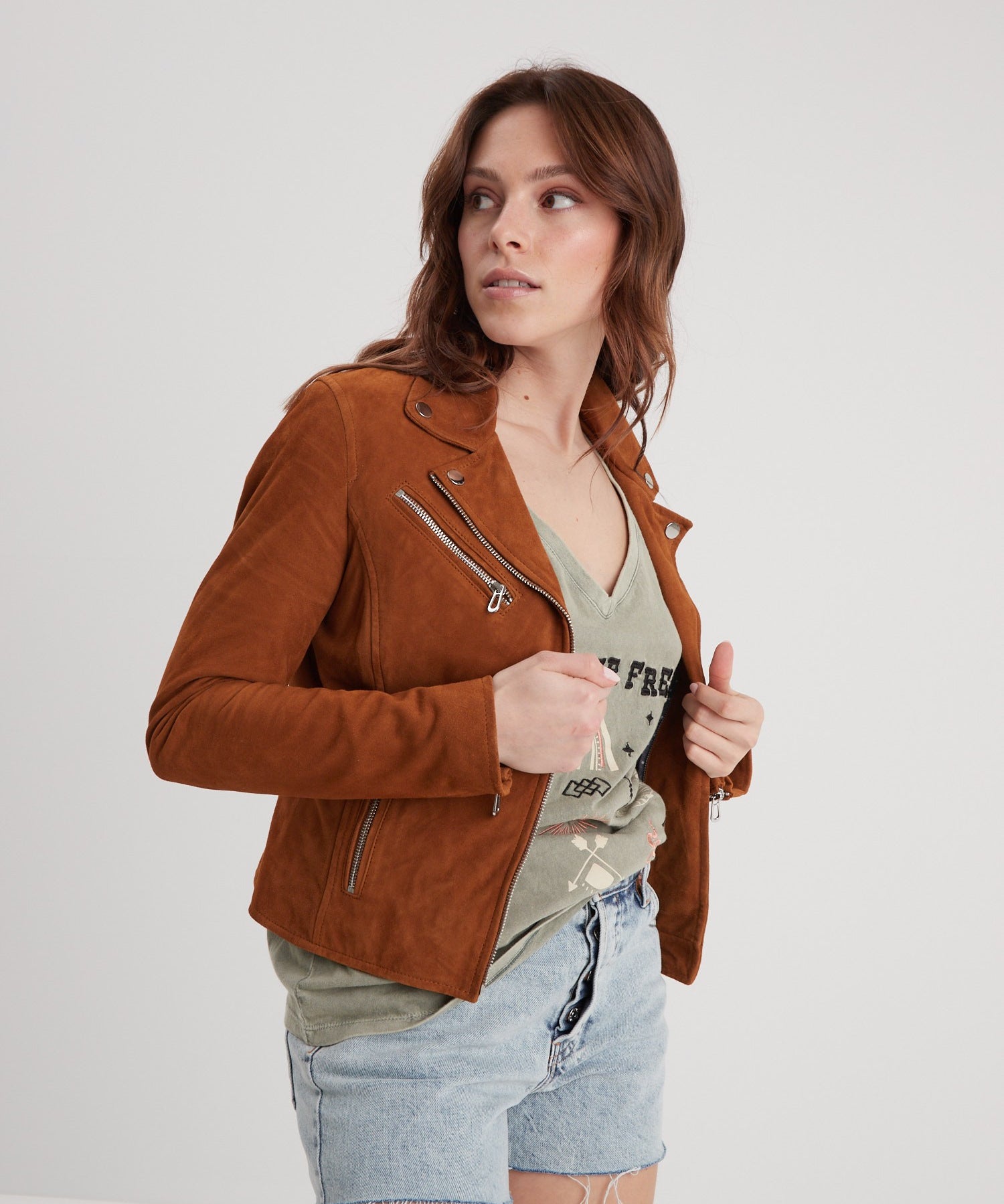 Bonita suede - Blouson rétro cuir femme - Femme