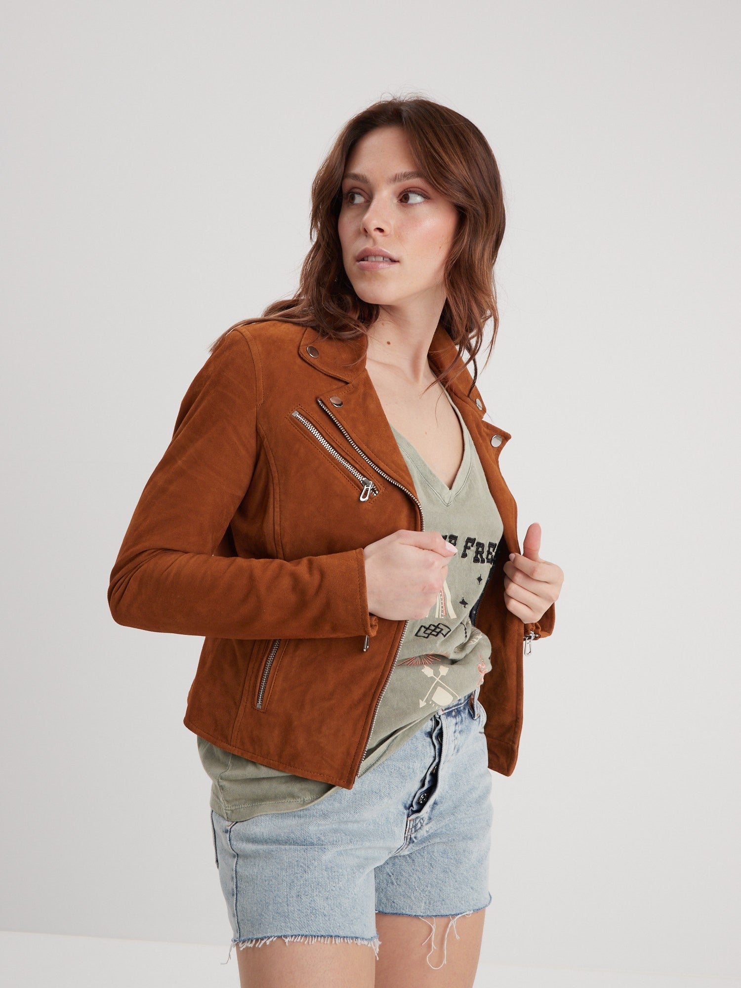 Bonita suede - Blouson rétro cuir femme - Femme