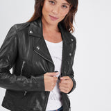 Panila - Blouson biker cuir femme - Accueil