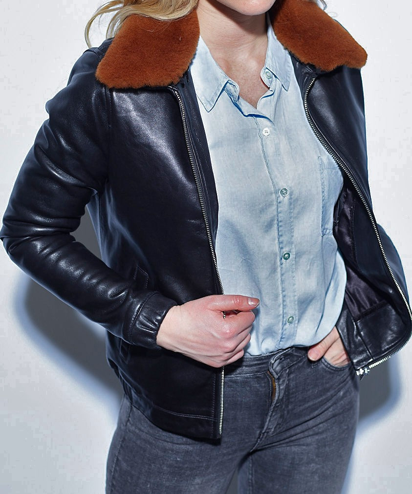 Clarisse - Blouson aviateur cuir femme