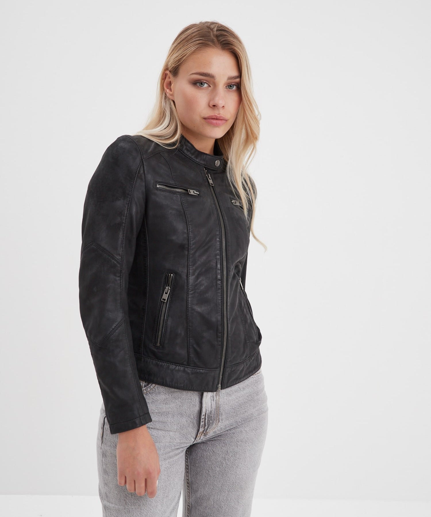 Maya - Blouson cuir vintage femme