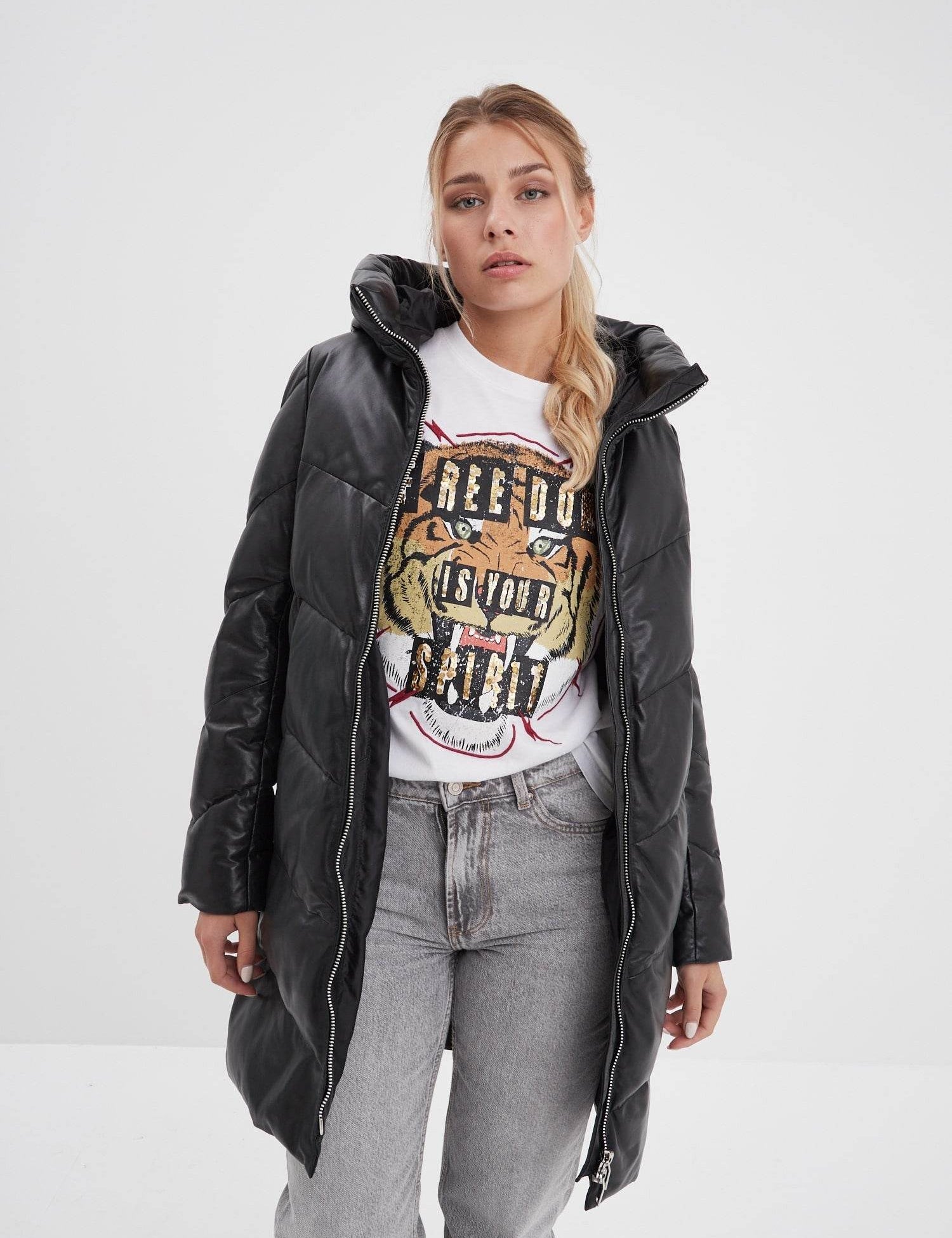 Olgar - Doudoune cuir femme