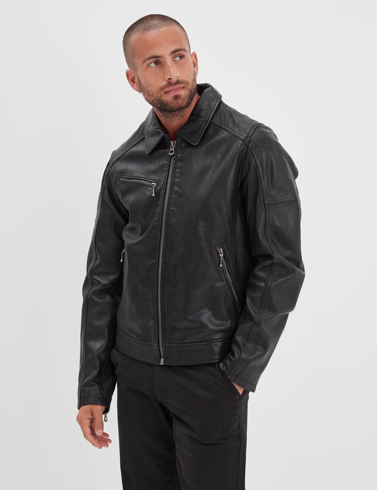 Mick - Blouson cuir rétro homme
