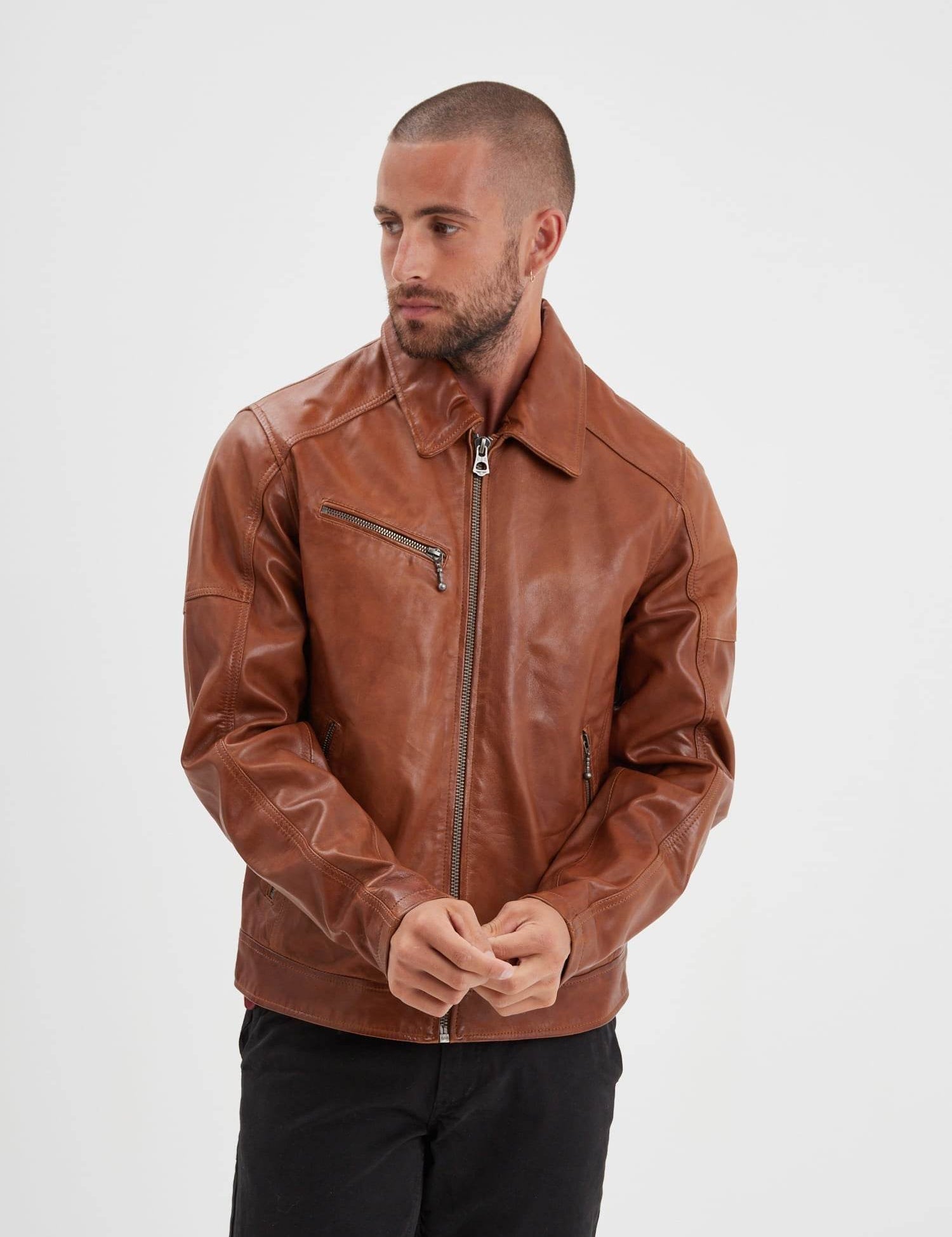 Mick - Blouson cuir rétro homme