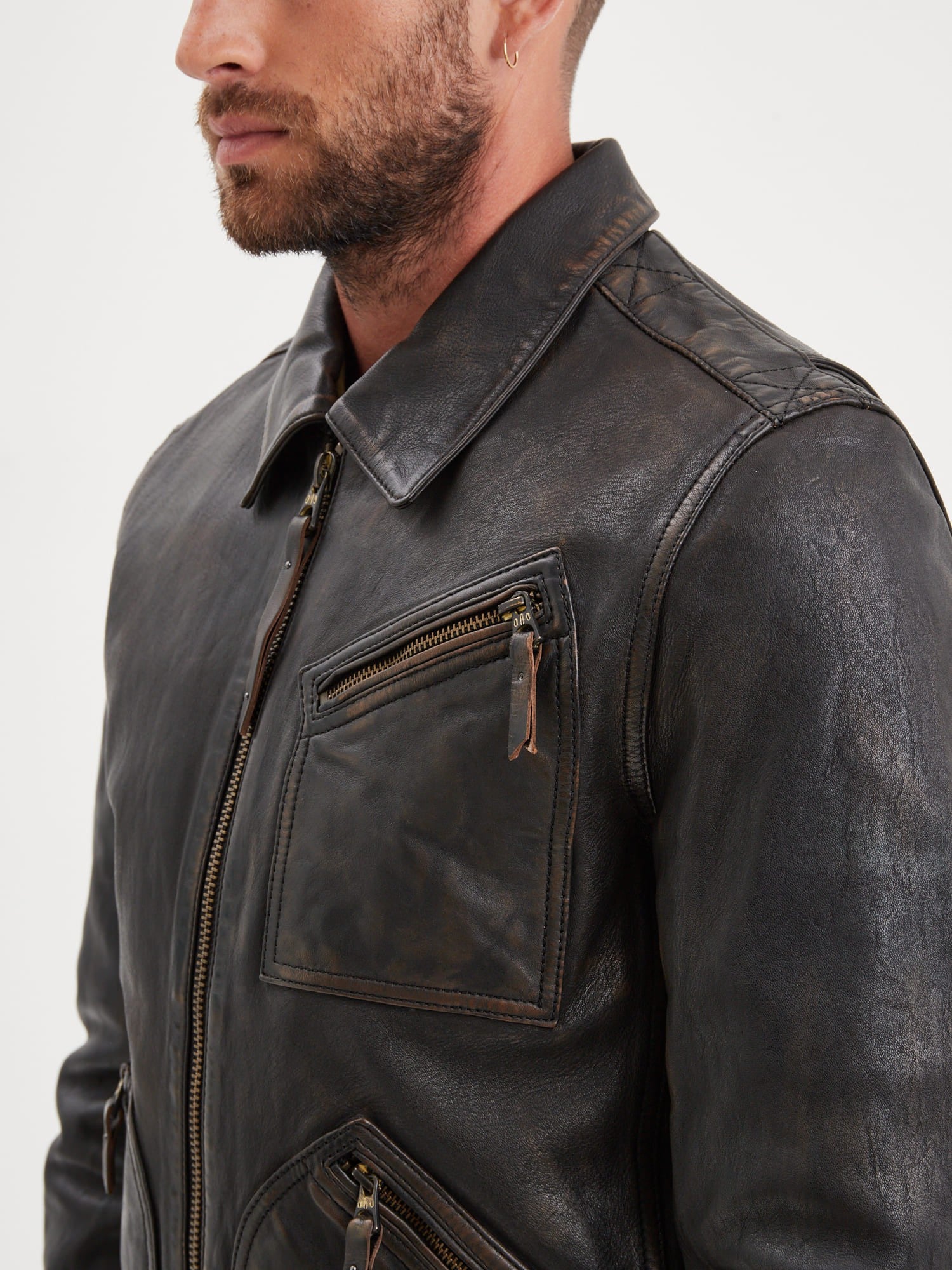 Veste fashion cuir vieilli homme