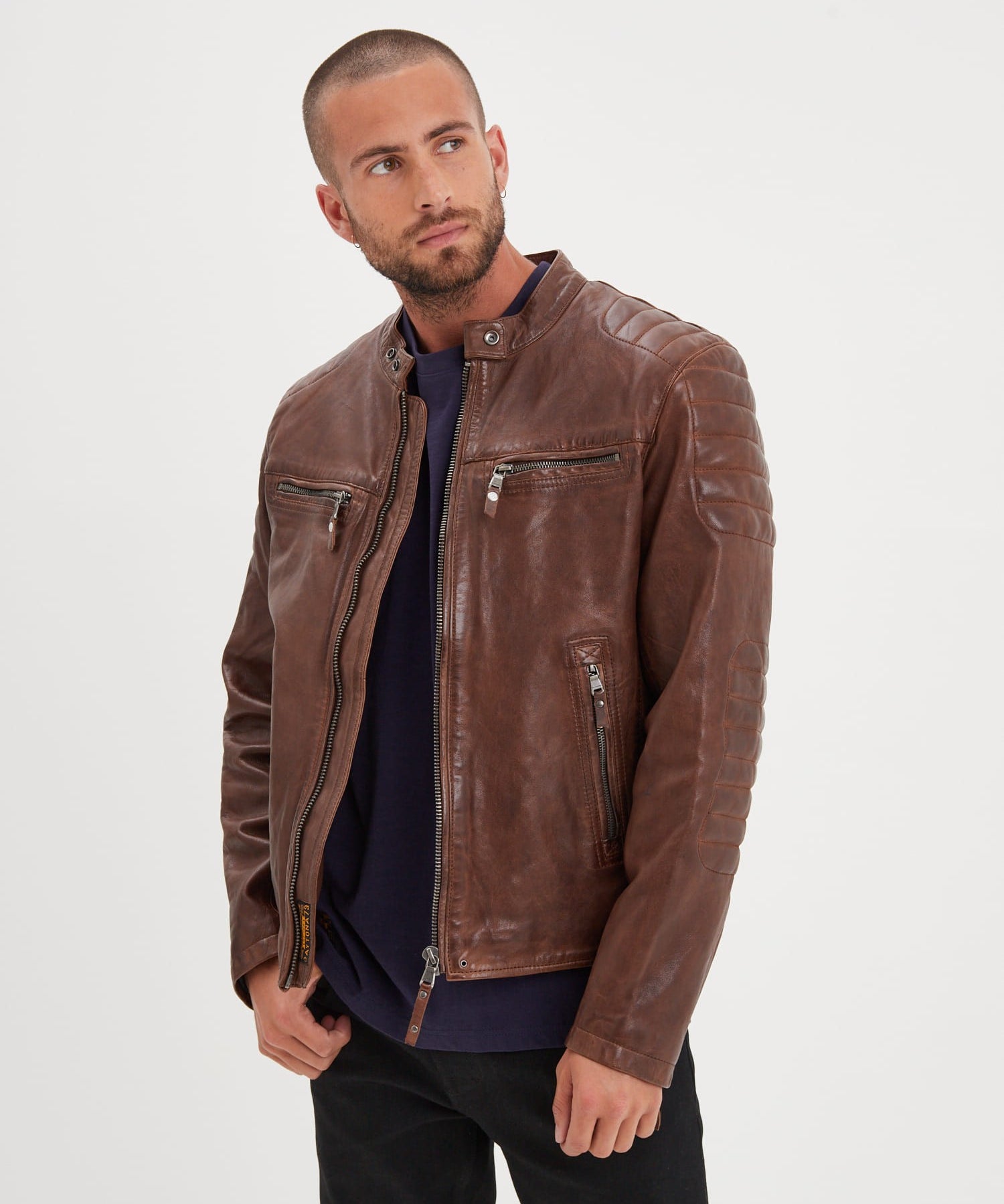 Cruces - Blouson motard cuir homme