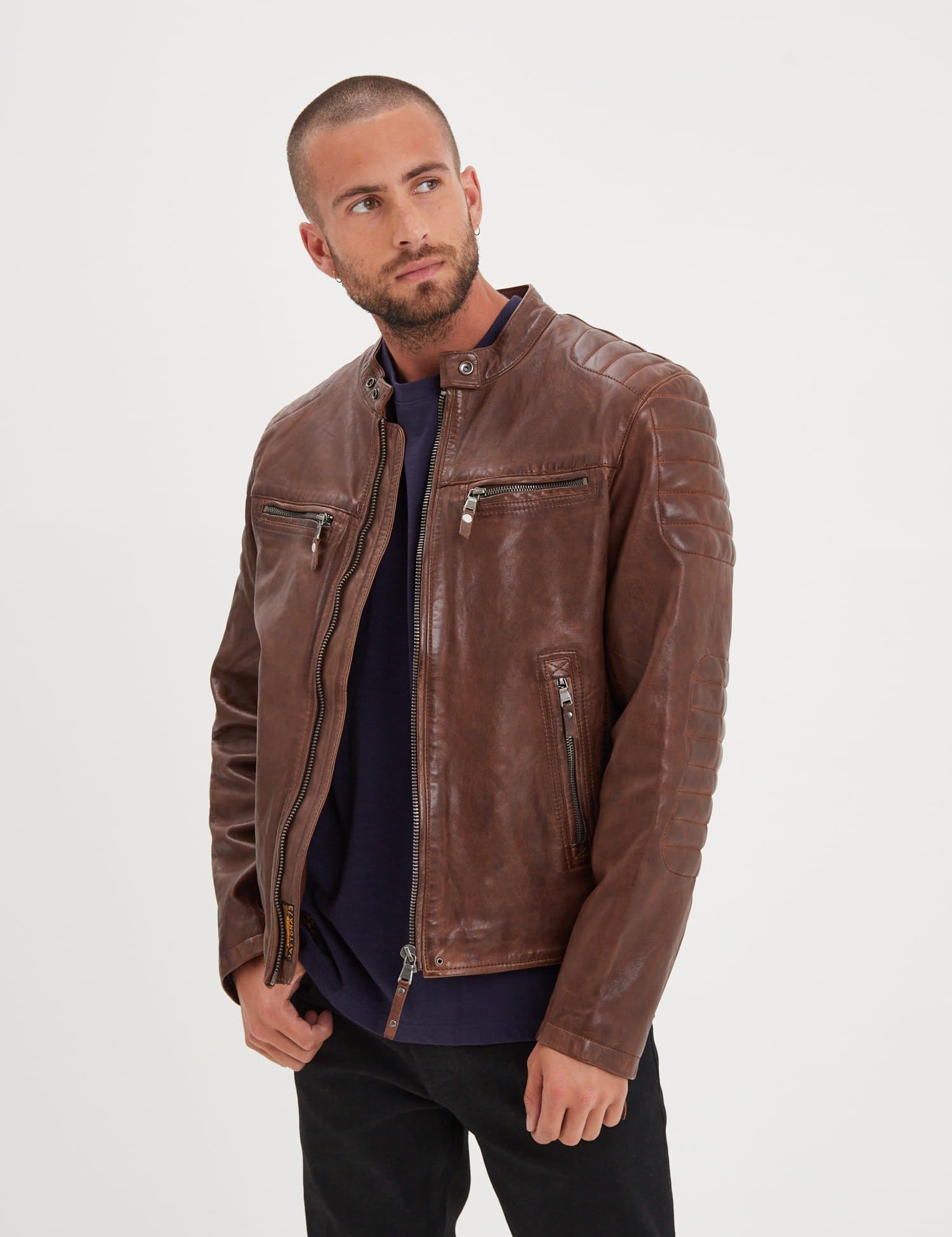 Cruces - Blouson motard cuir homme