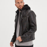 Winstoner - Blouson a capuche cuir