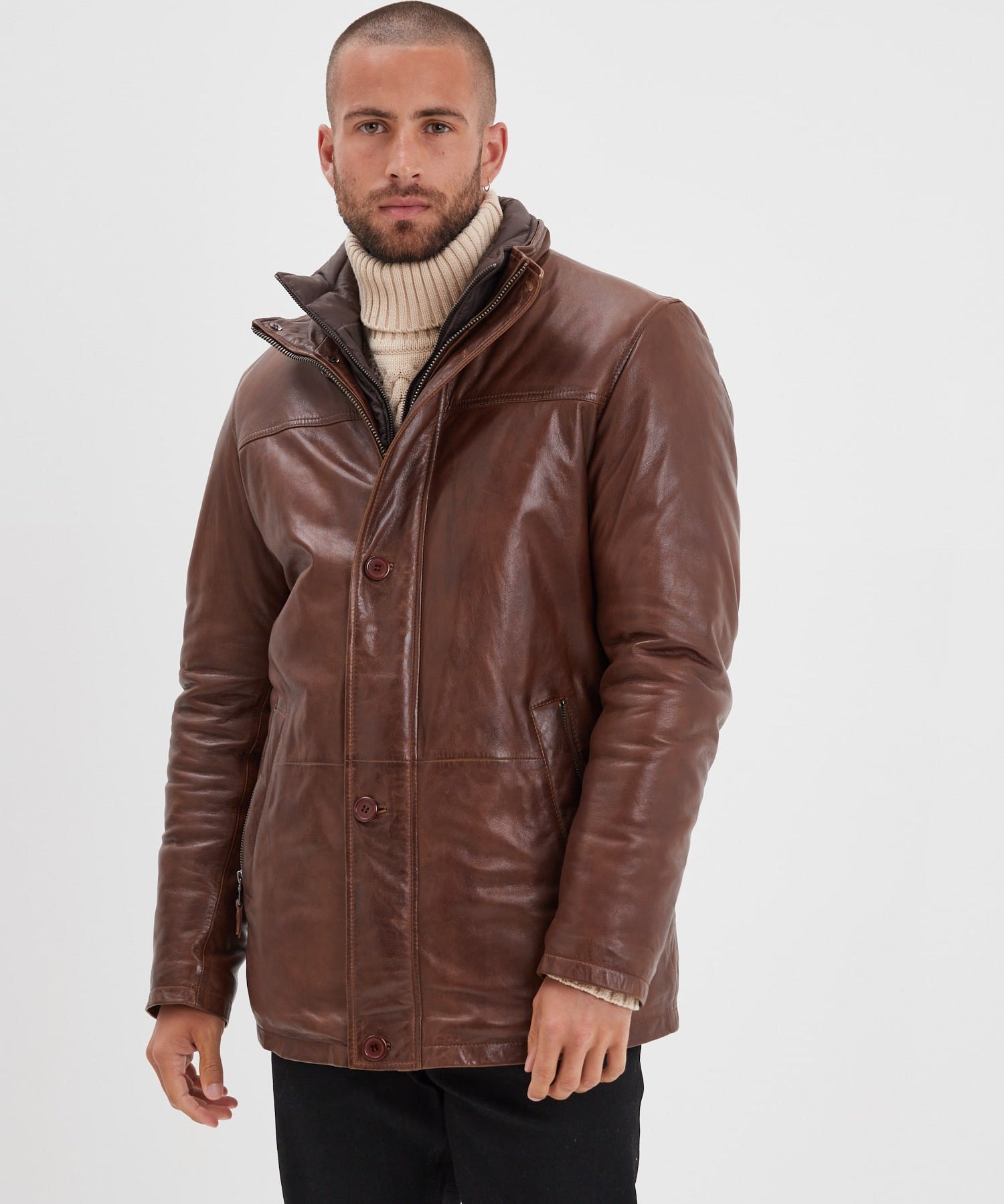 Moose - Veste cuir vintage homme