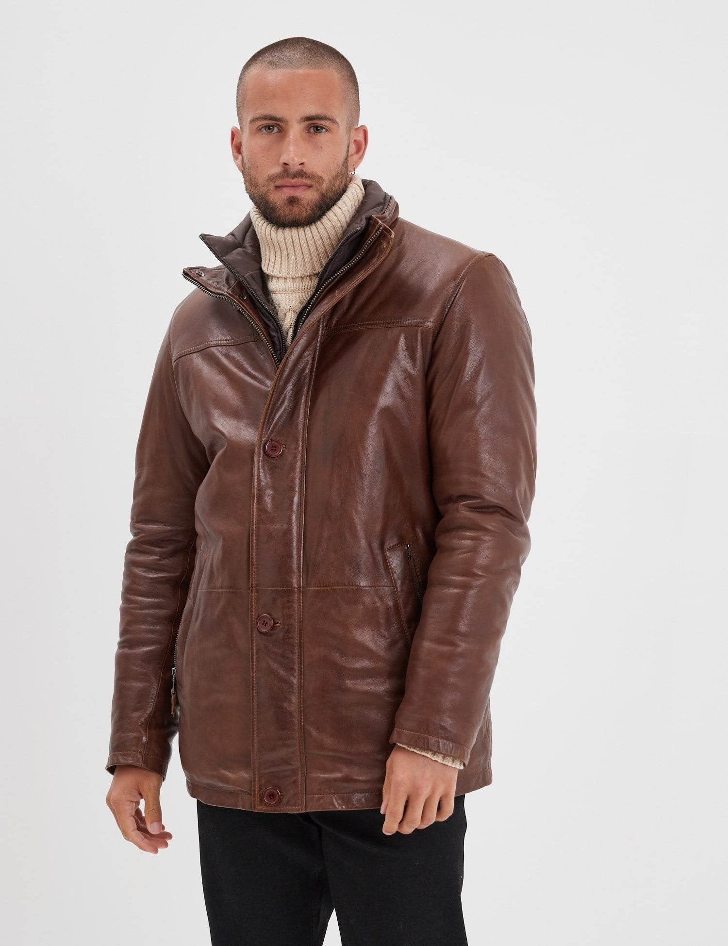 Moose - Veste cuir vintage homme