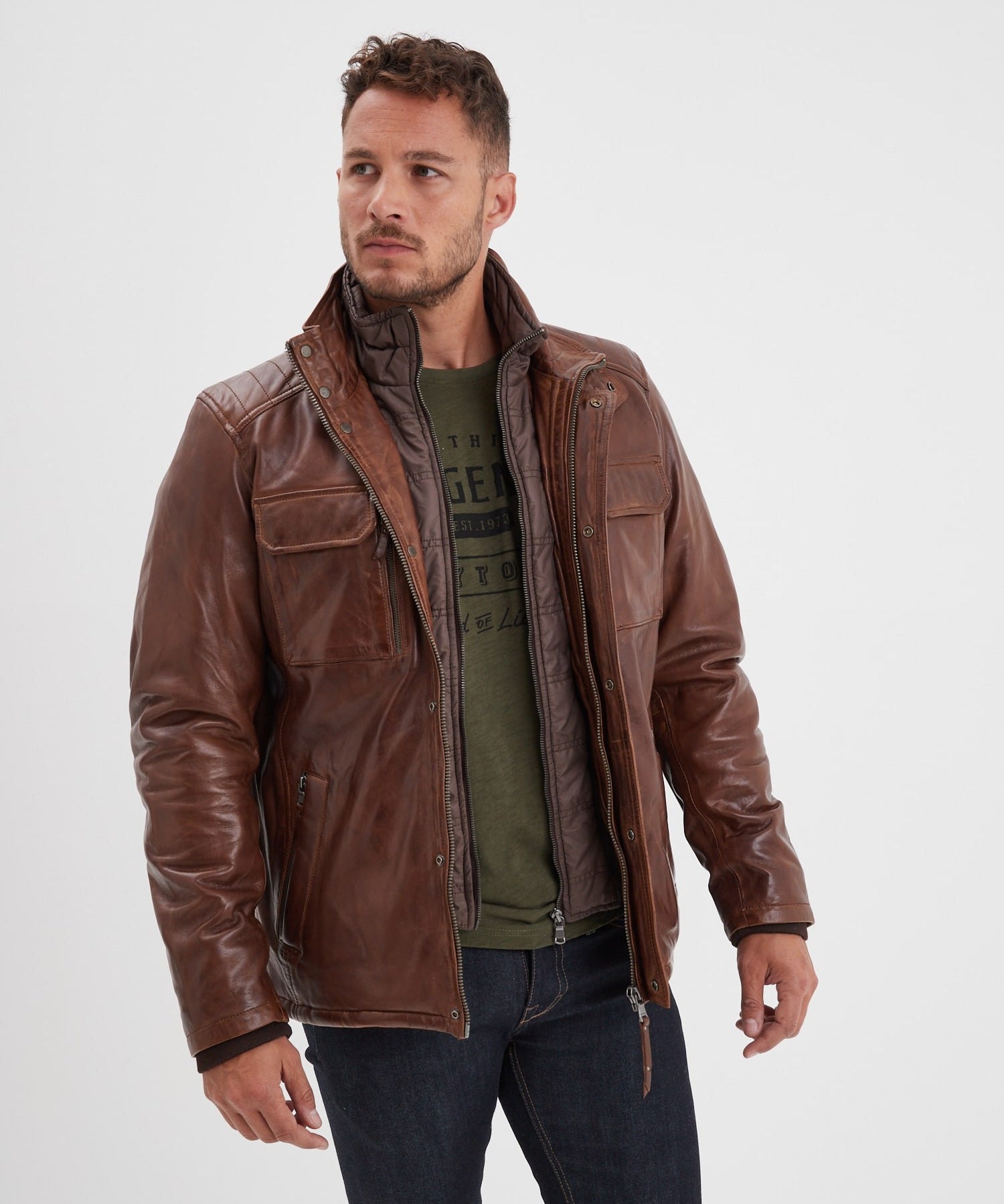 Crowell - Veste vintage cuir homme