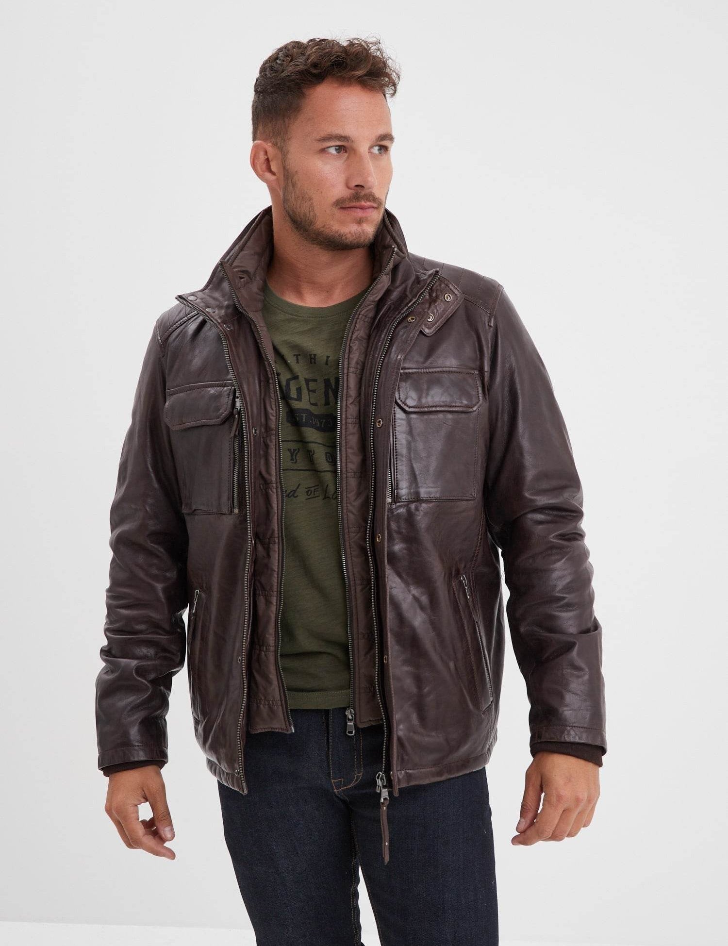 Crowell - Veste vintage cuir homme