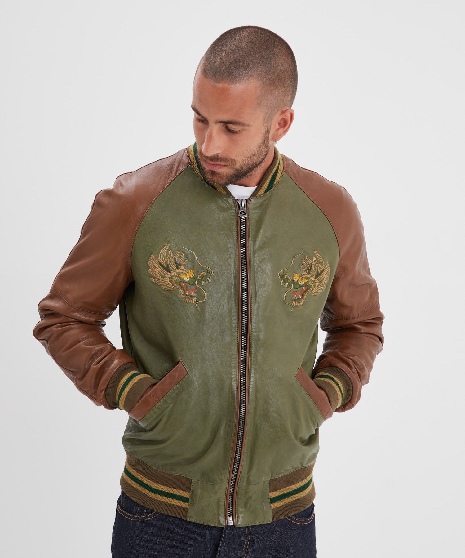 Hanks - Bomber cuir style japonnais