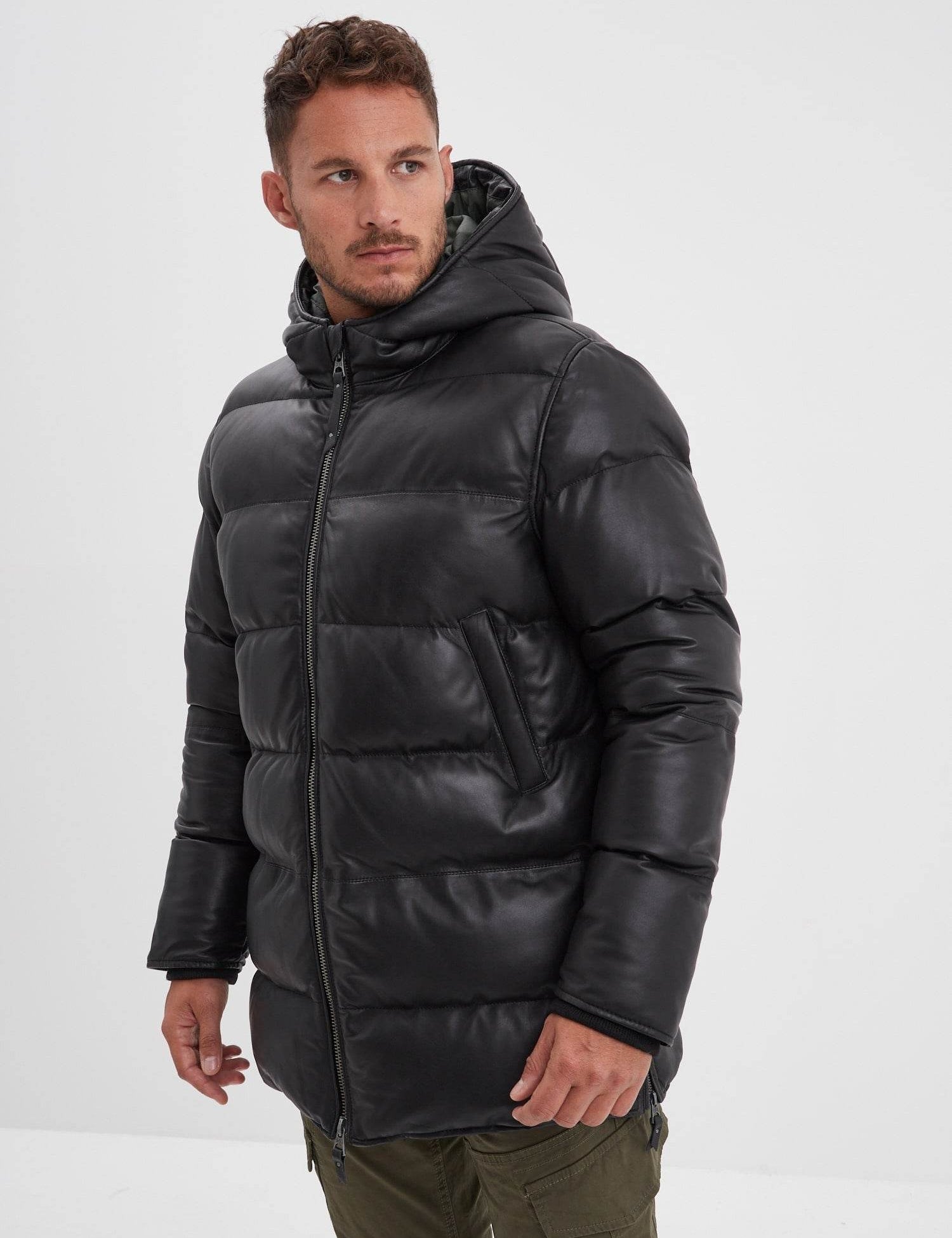 Withmire - Doudoune longue cuir homme