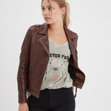 Eya - Blouson biker cuir femme