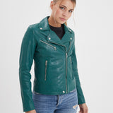 Olympe - Blouson biker cuir femme