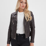 Olympe - Blouson biker cuir femme