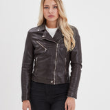 Olympe - Blouson biker cuir femme