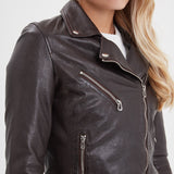 Olympe - Blouson biker cuir femme