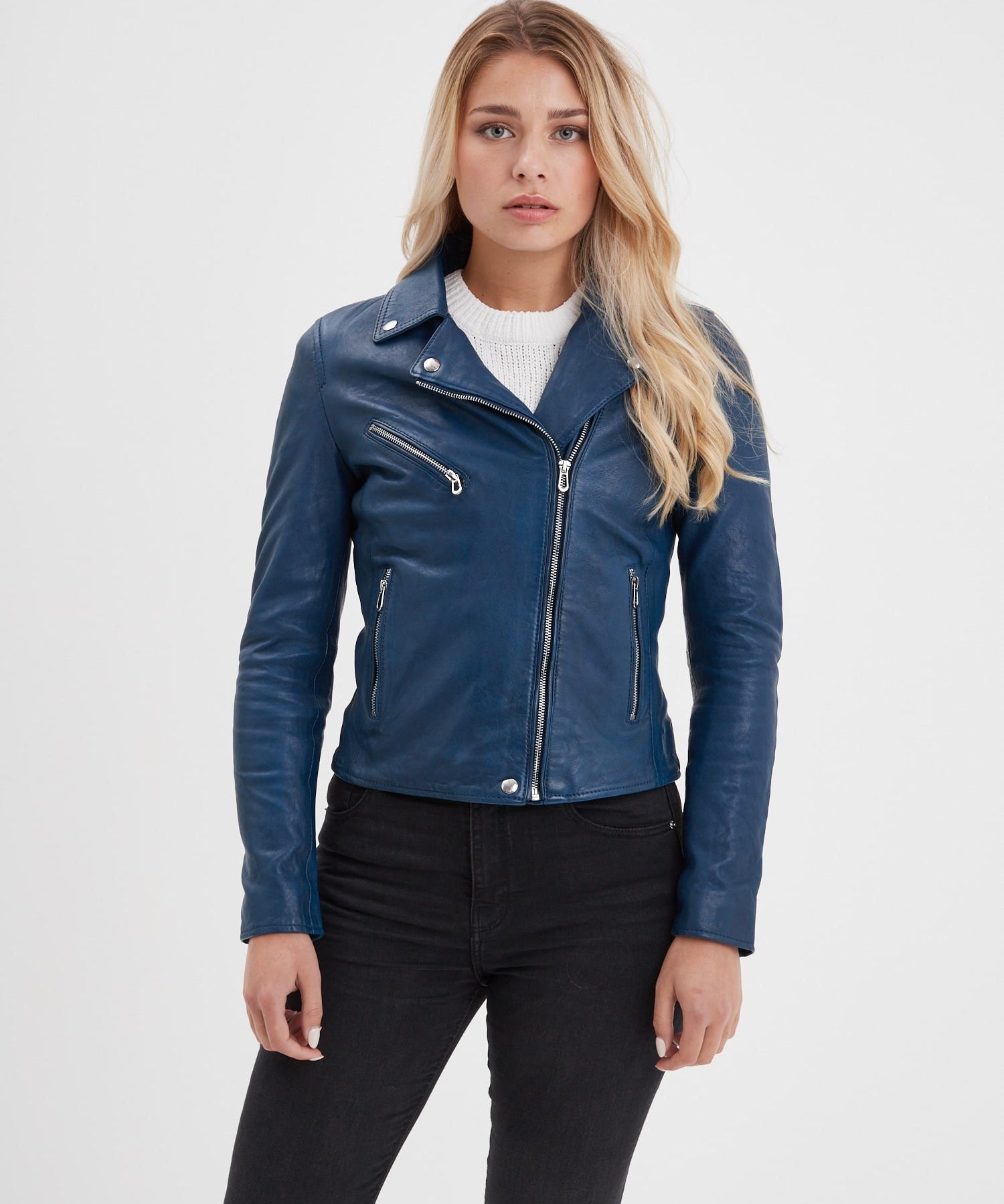 Olympe - Blouson biker cuir femme