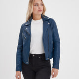 Olympe - Blouson biker cuir femme