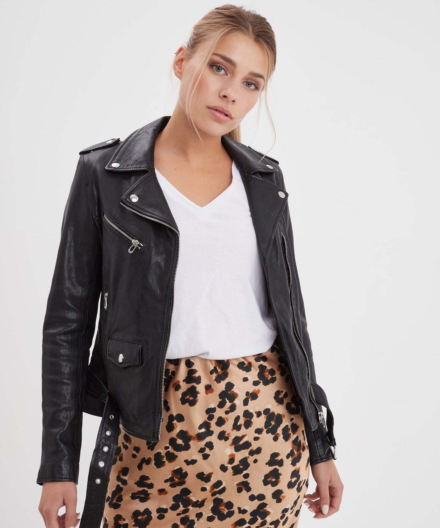 Paula - Blouson biker cuir femme