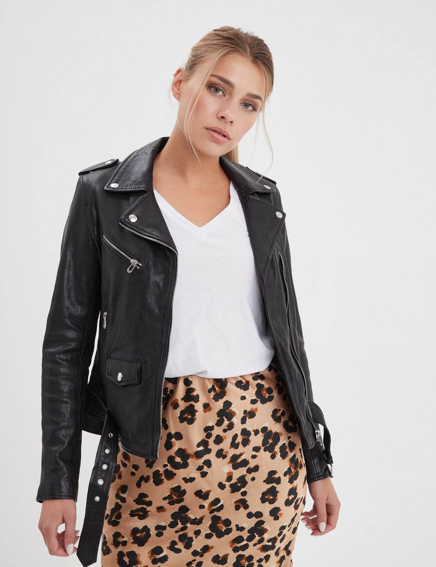 Paula - Blouson biker cuir femme