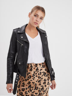 Paula - Blouson biker cuir femme