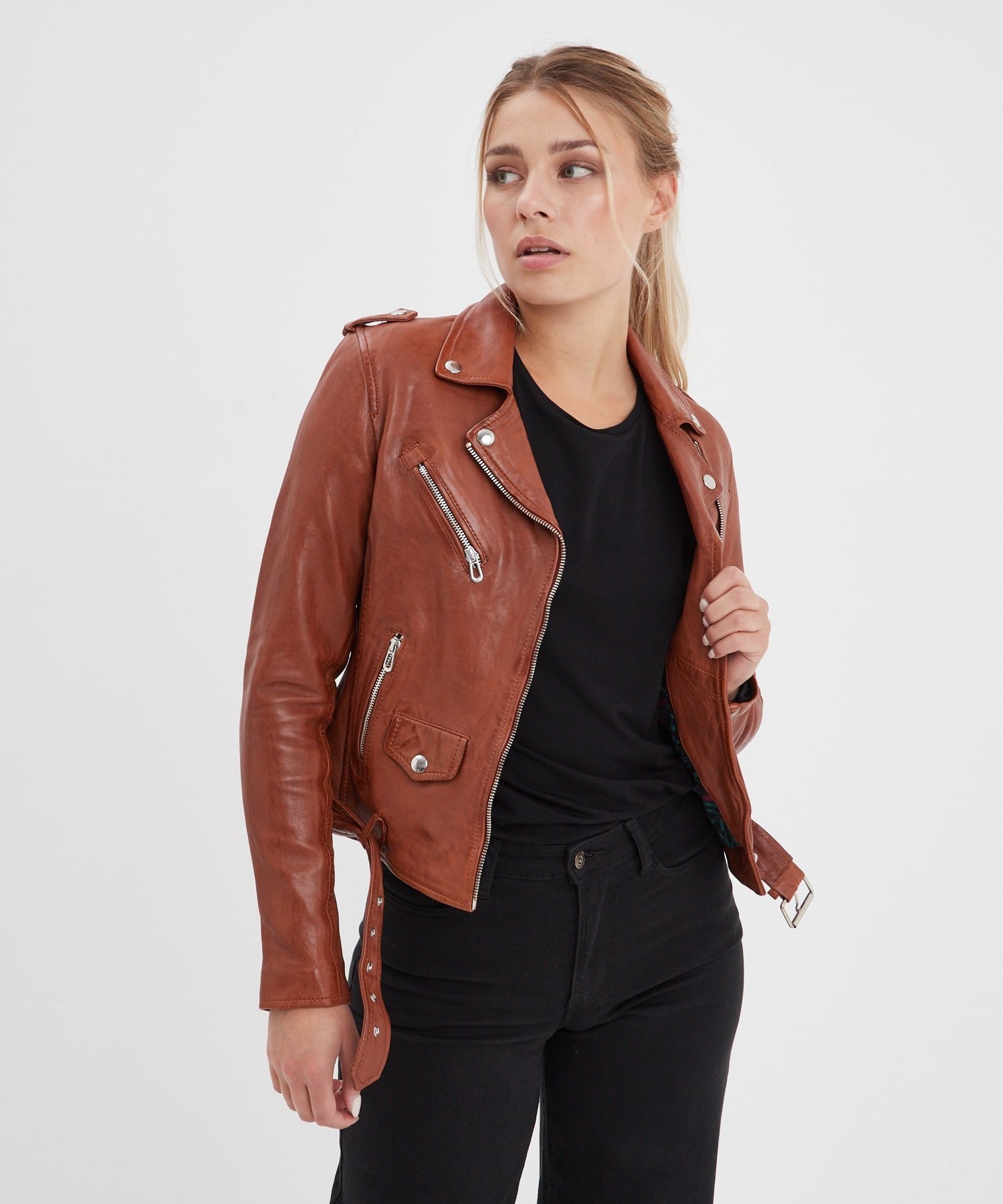 Paula - Blouson biker cuir femme