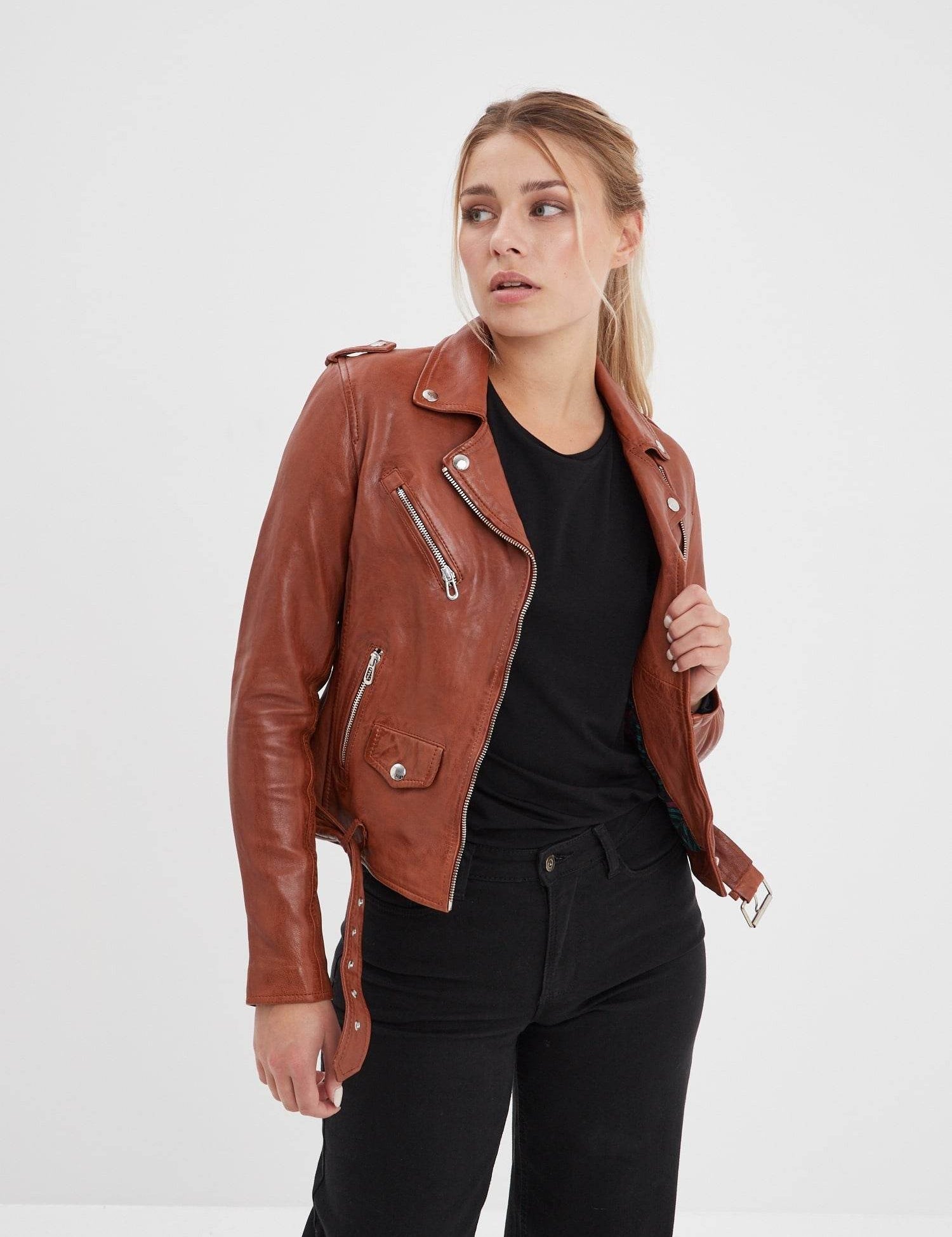 Paula - Blouson biker cuir femme