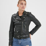 Paula - Blouson biker cuir femme