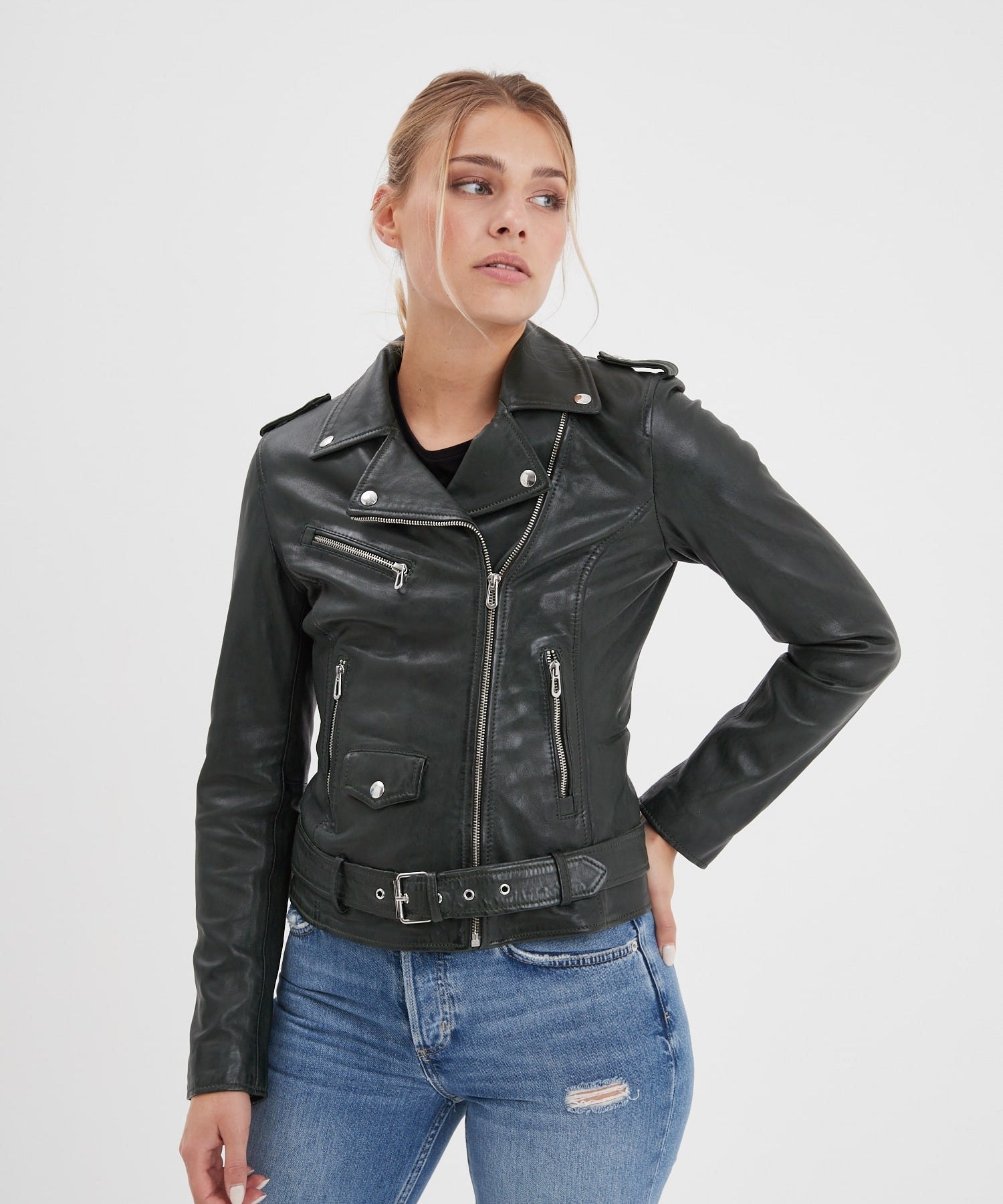 Paula - Blouson biker cuir femme