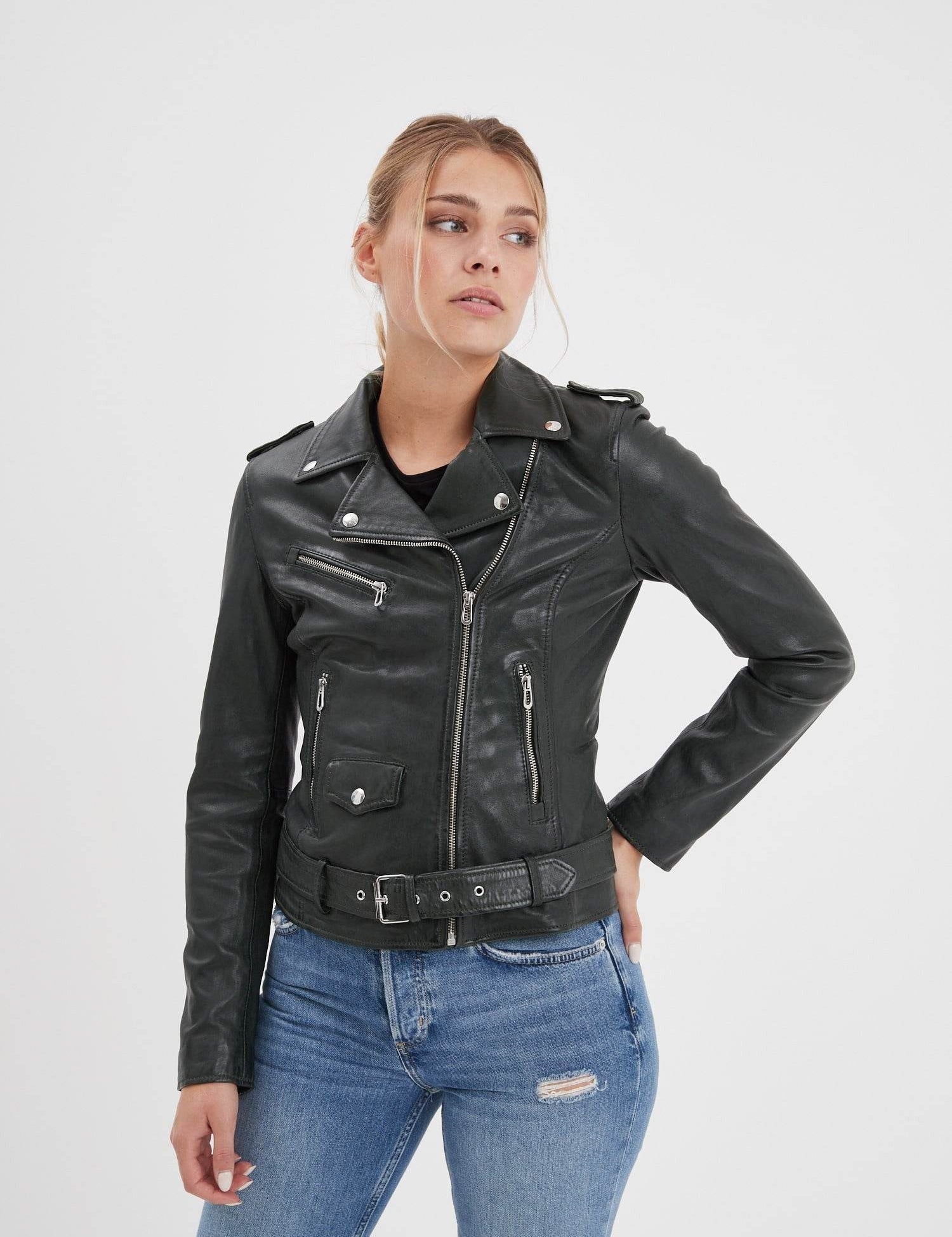 Paula - Blouson biker cuir femme