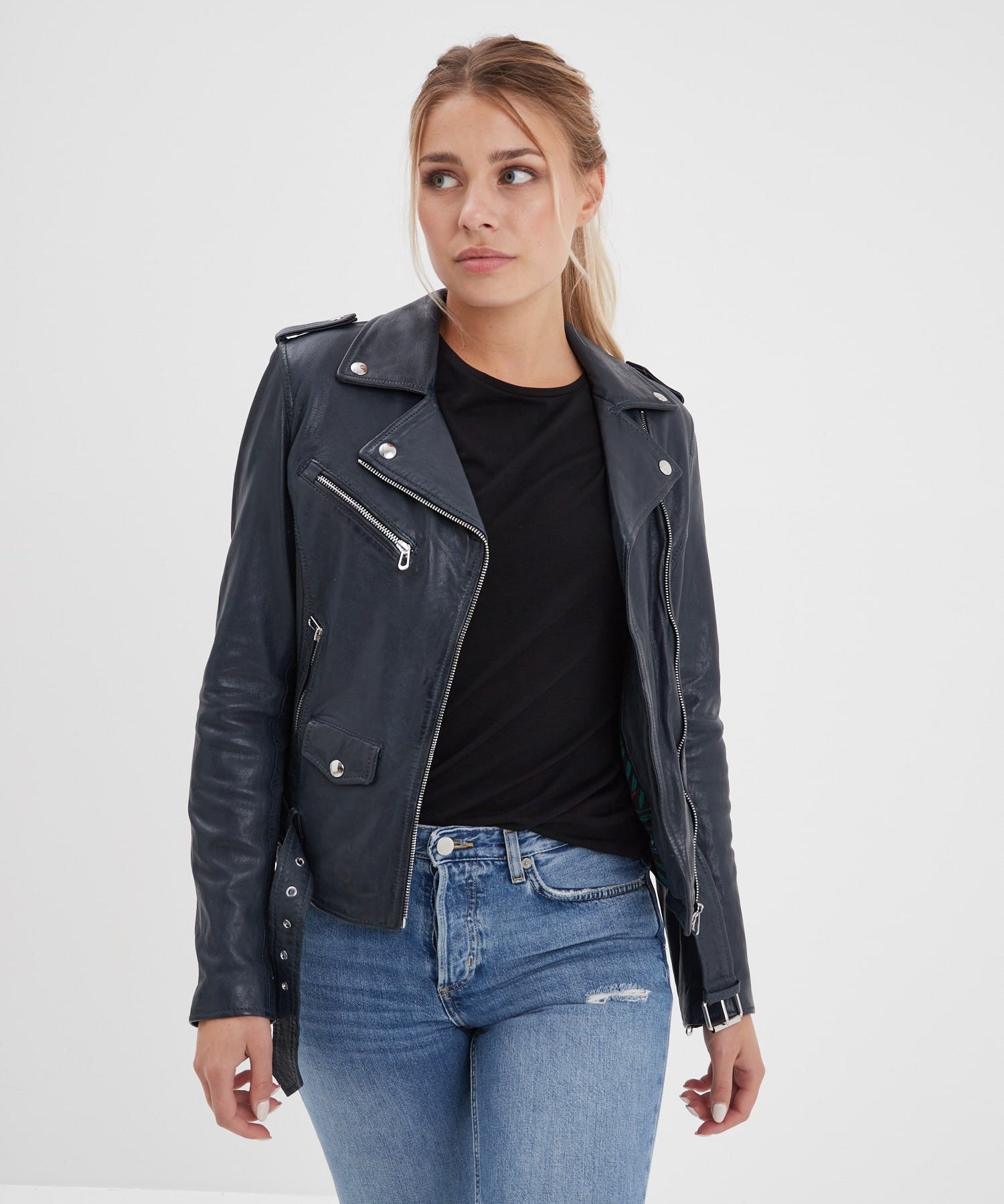 Paula - Blouson biker cuir femme