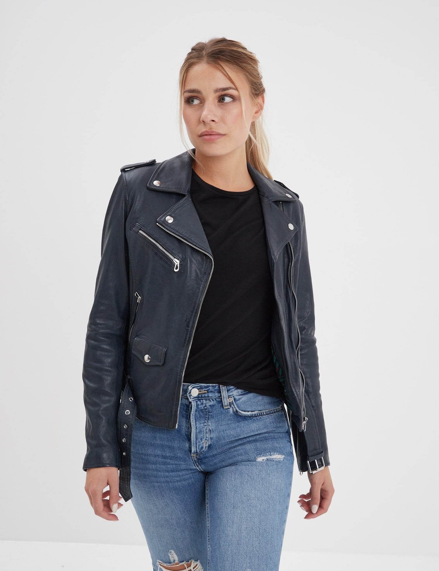 Paula - Blouson biker cuir femme