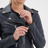 Paula - Blouson biker cuir femme