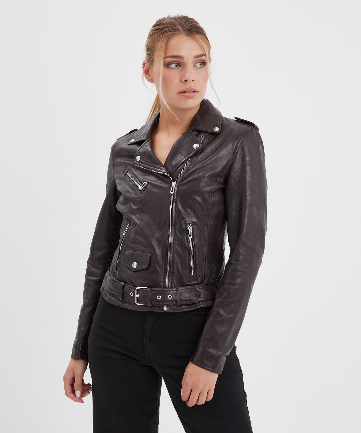 Paula - Blouson biker cuir femme