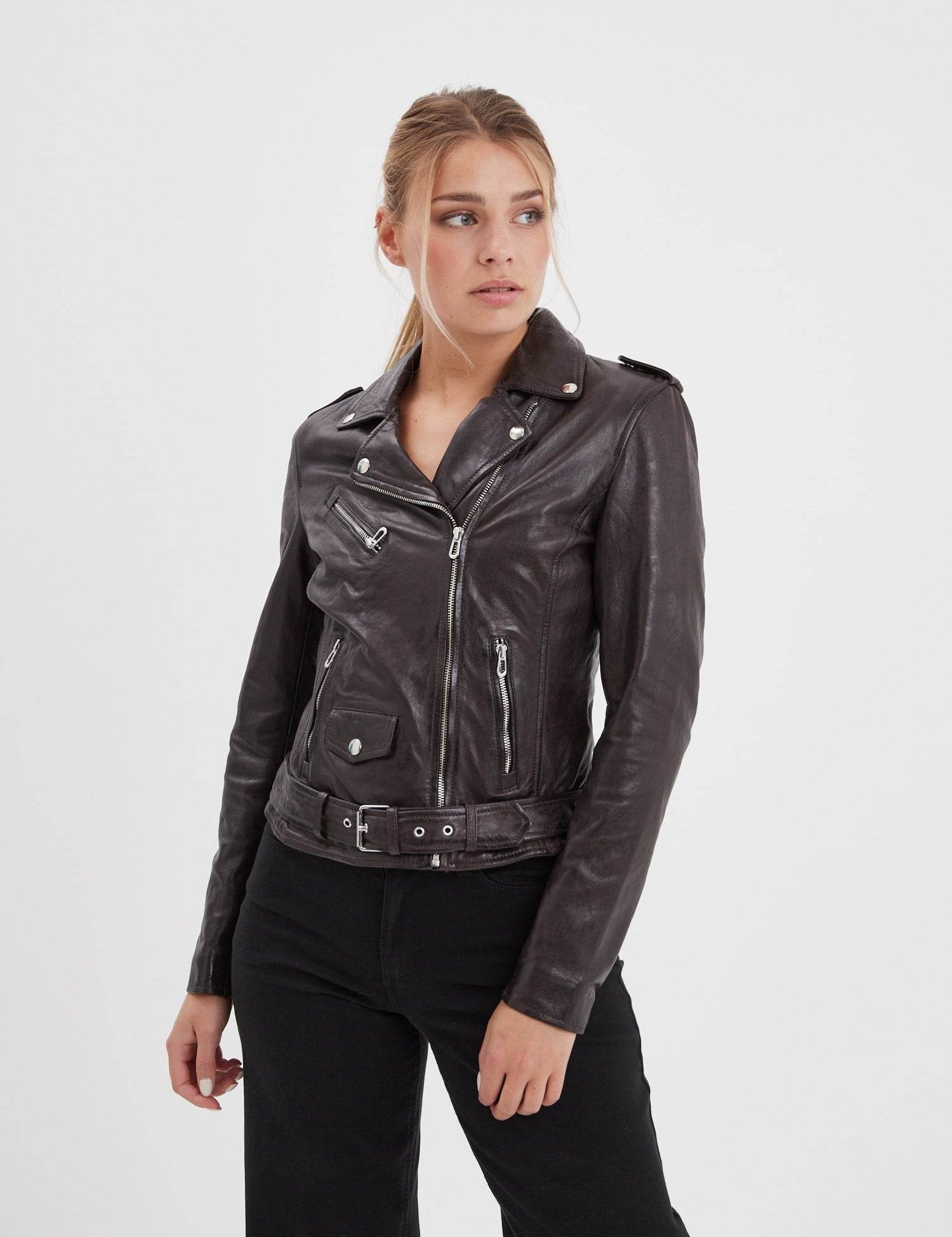 Paula - Blouson biker cuir femme