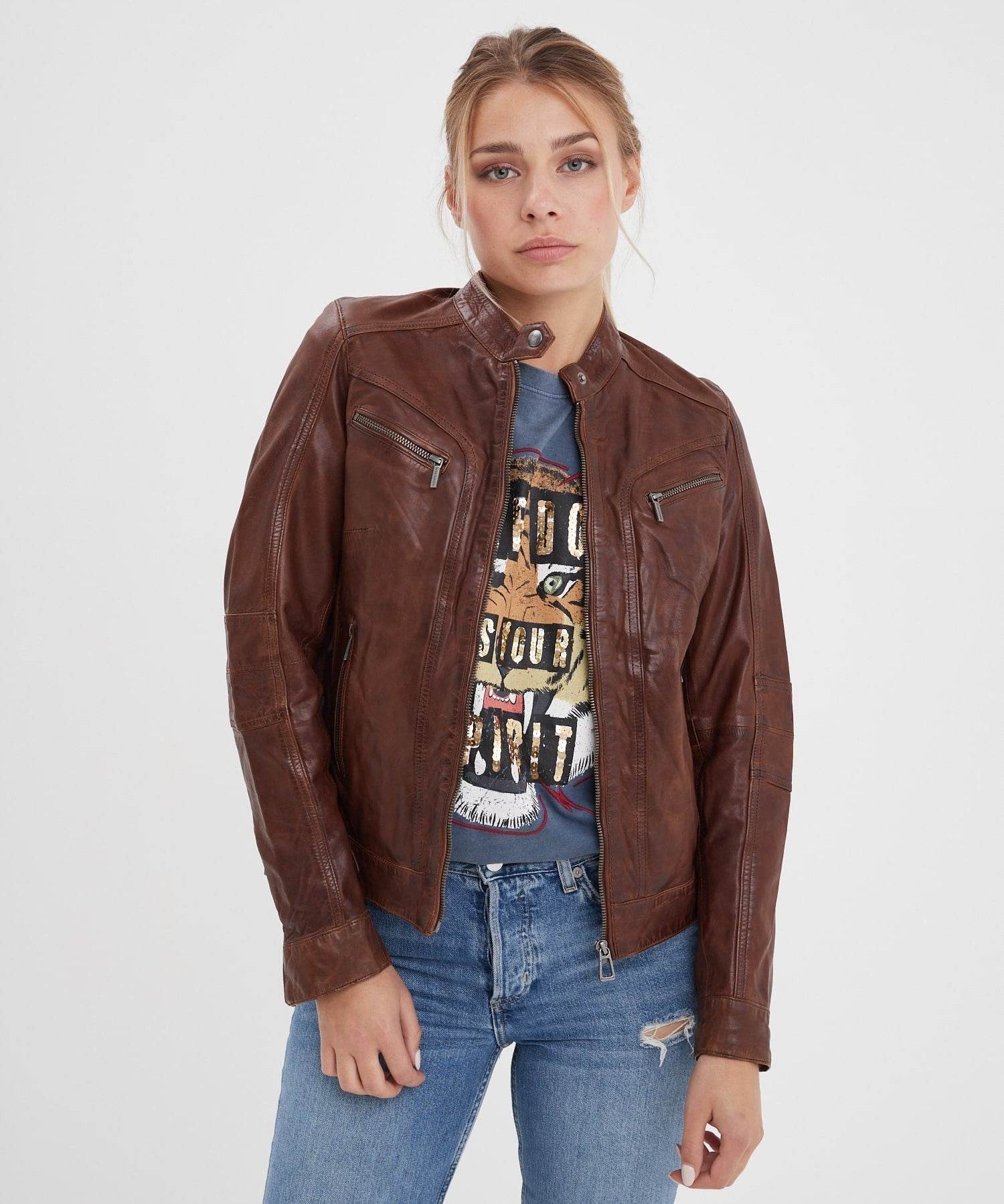 Capuche Laine Pull Femme Marron Foncé BLOUSON CUIR FEMME DAYTONA