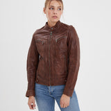 Silene - Blouson rétro cuir femme