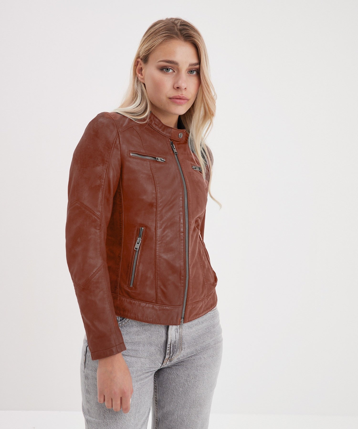 Maya - Blouson cuir vintage femme