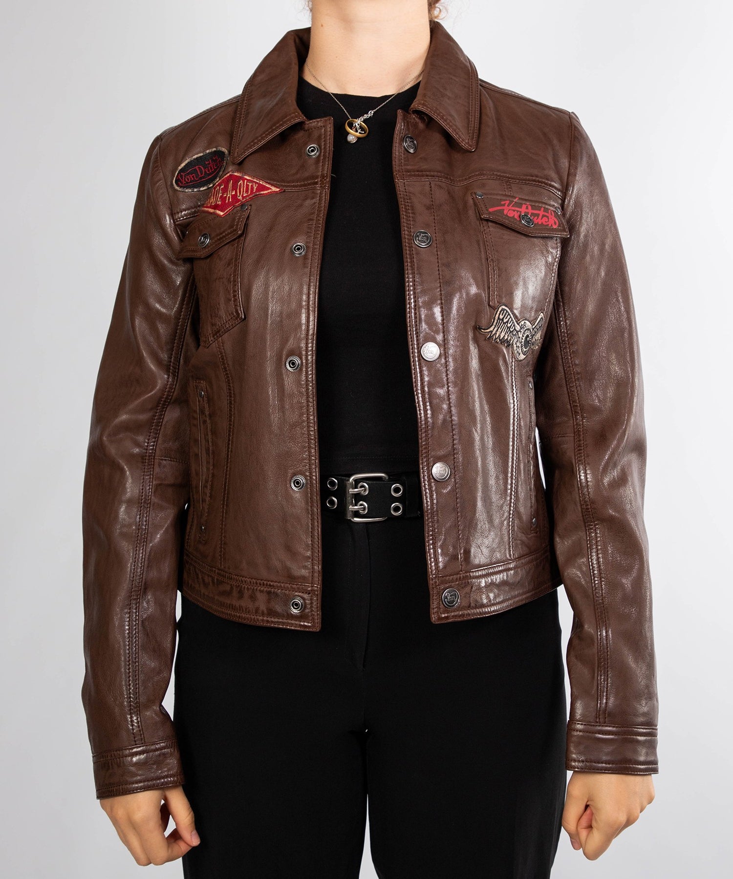 Asya - Veste cuir vintage femme