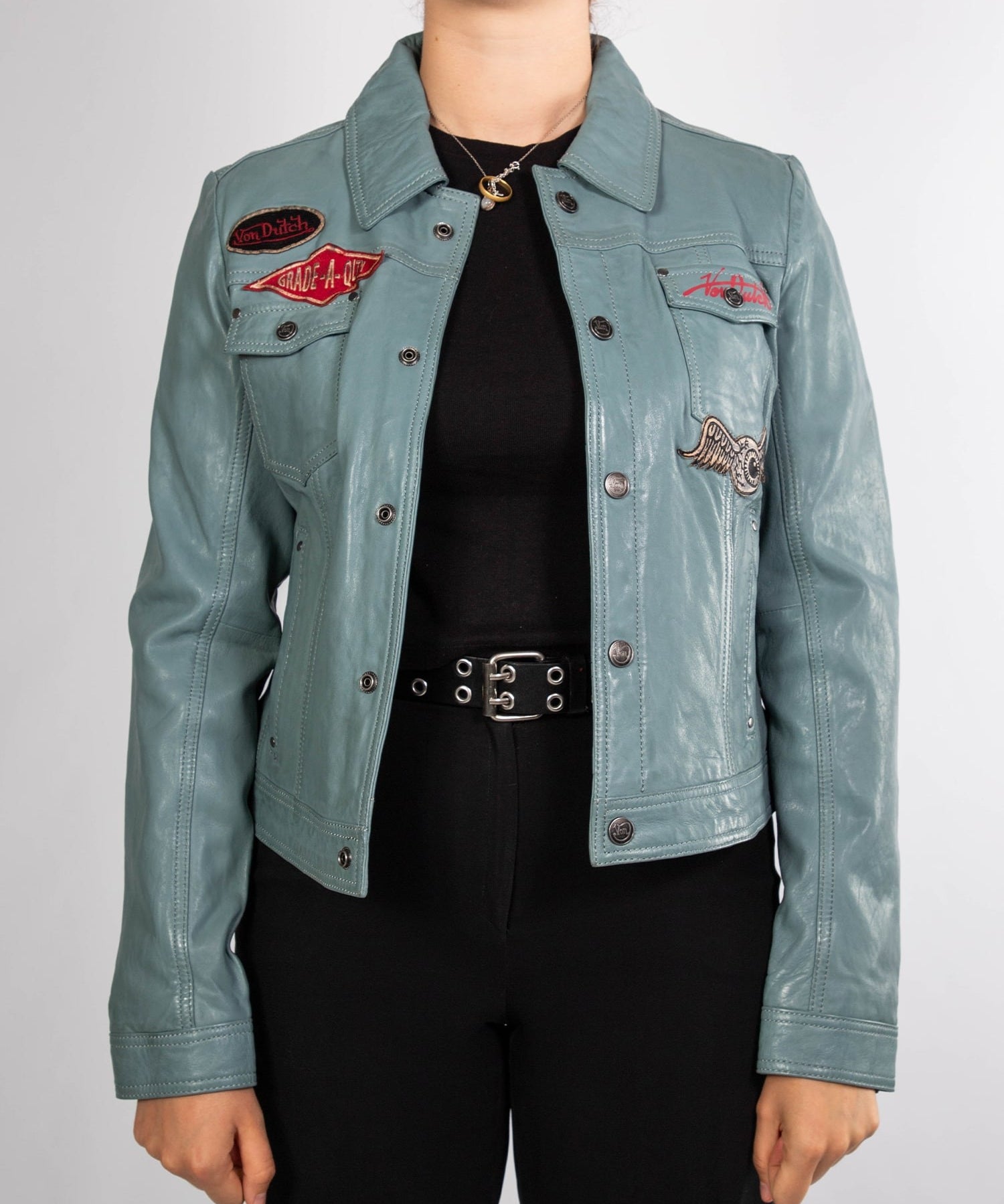 Asya - Veste cuir vintage femme