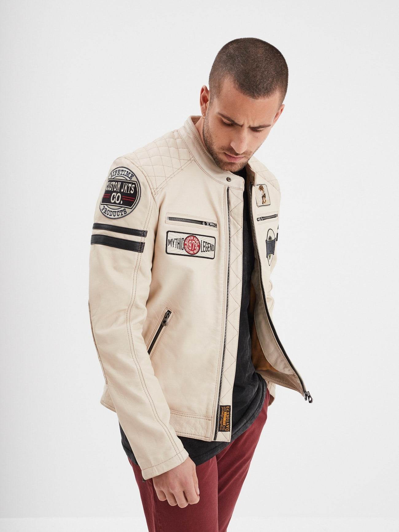 Daytona 73 Veste Cuir Style Motard Bomber Leather Jackets