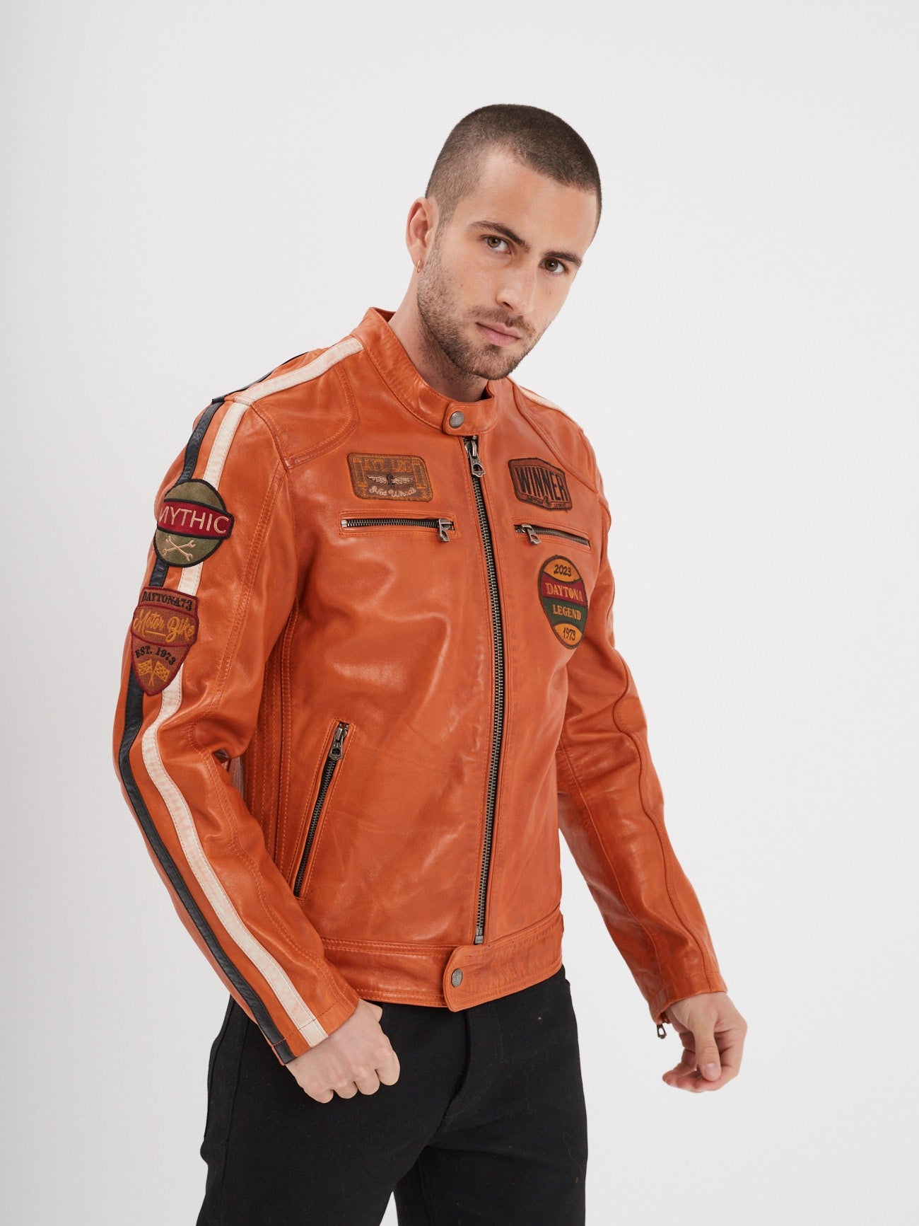 Blouson shops moto orange