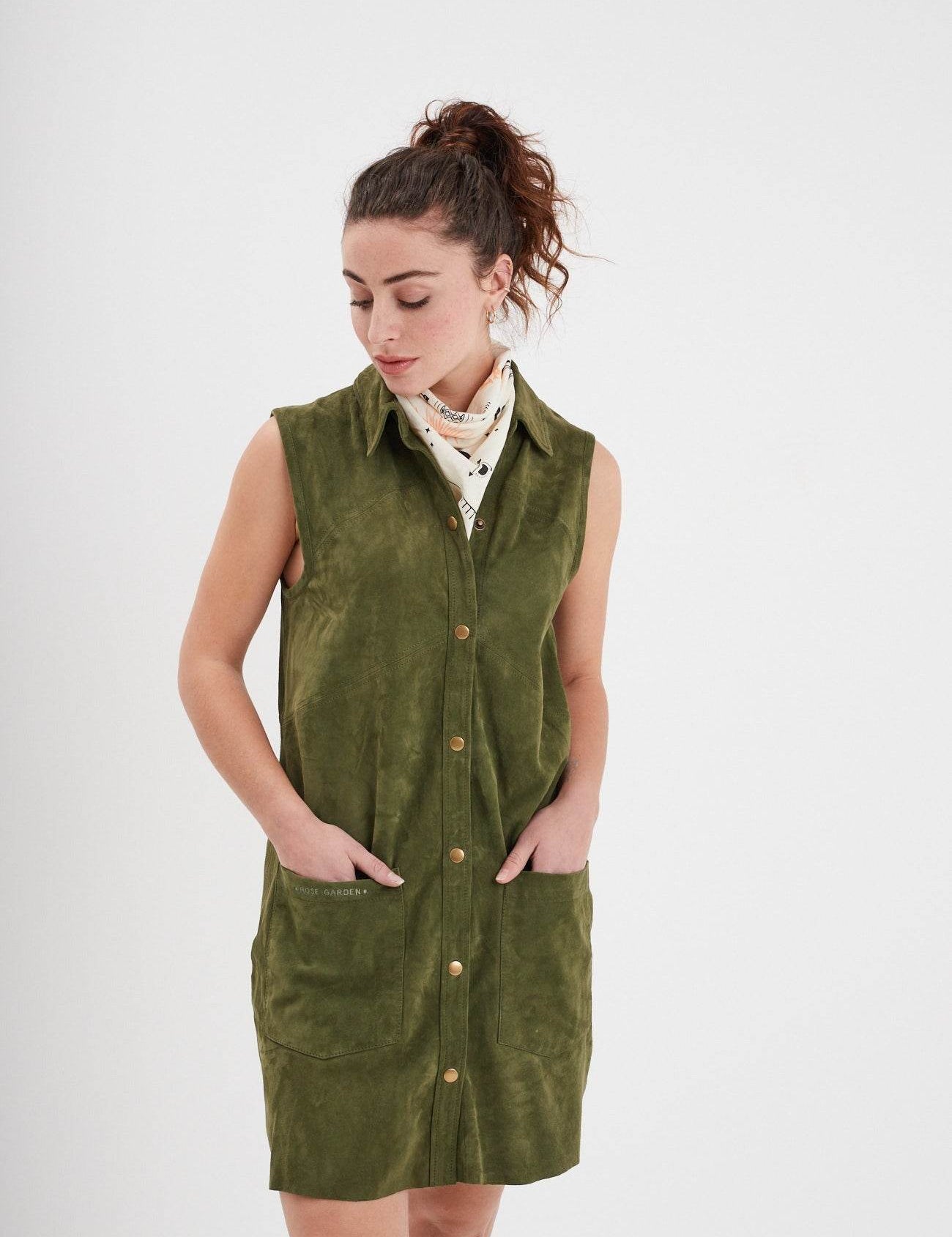 Baez - Robe cuir en boutonniere