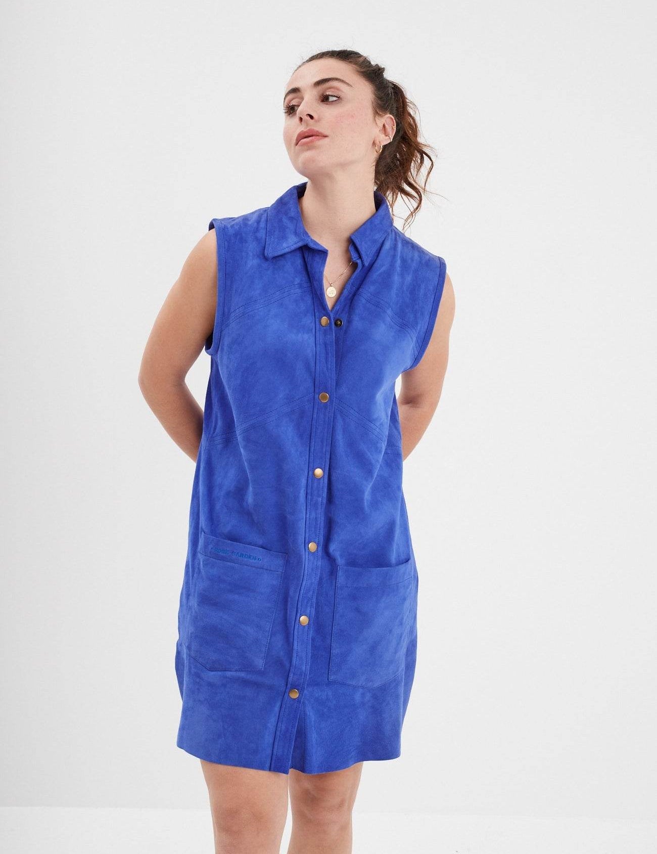 Baez - Robe cuir en boutonniere