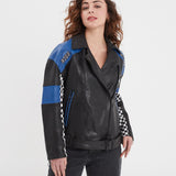 Duncan - Veste cuir oversize racing