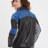 Duncan - Veste cuir oversize racing